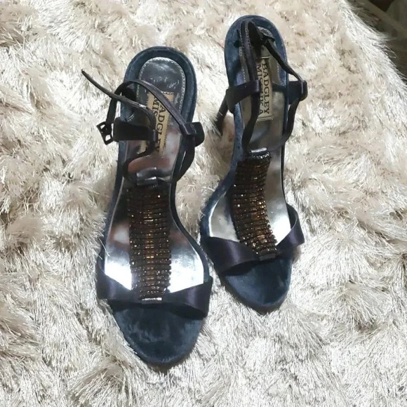 𝅺BADGLEY mischka heels with christals design size 6.5 - Picture 1 of 6